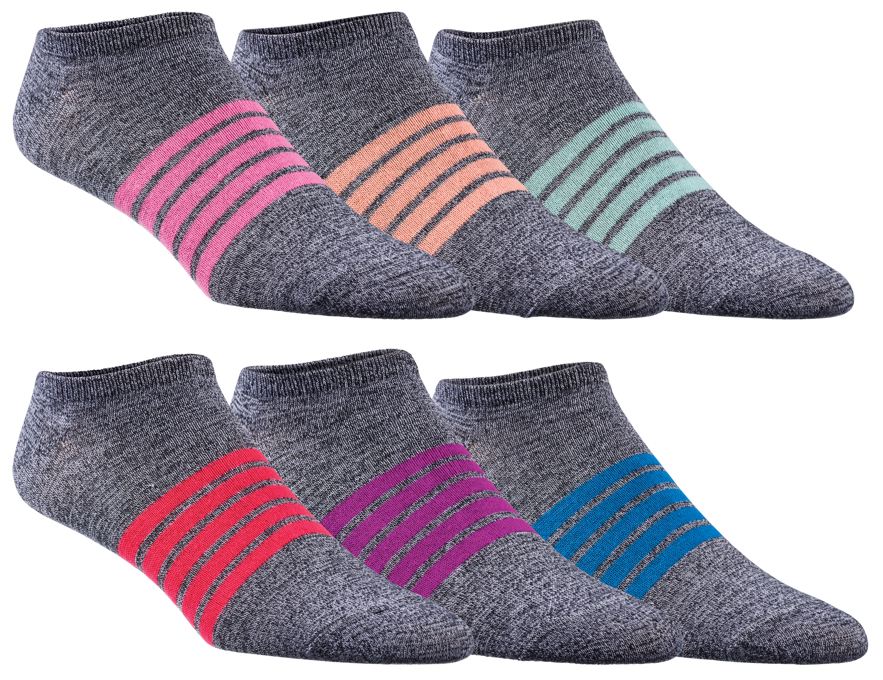 Natural Reflections Marled Stripe No Show Socks 6-Pair Pack | Bass Pro ...